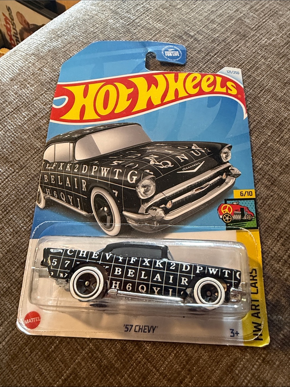 Hot‎ Wheels ’57 Chevy HW Art Cars 6/10 Black Letter Grid Bel Air